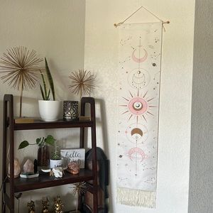Bohemian tapestry-  wall hanging decor pink and white